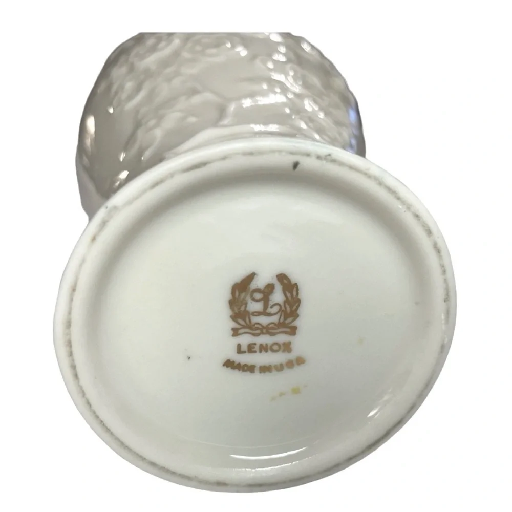 Vintage 1950s Lenox Ming Blossom Porcelain Vase White Gold Trim 6.5